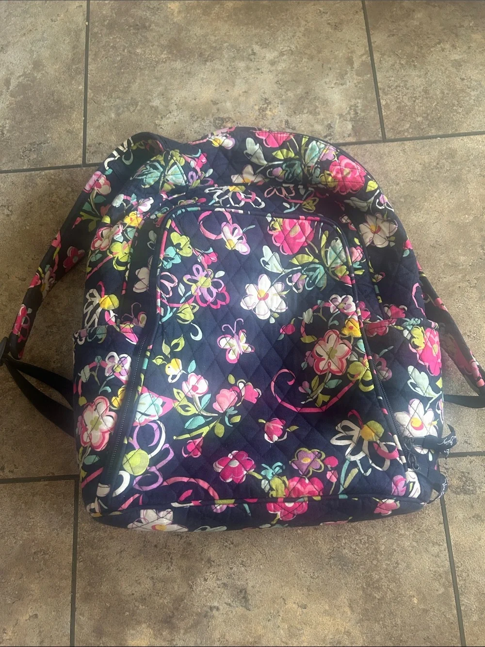 Vera Bradley Quilted Floral Backpack - Navy Multi